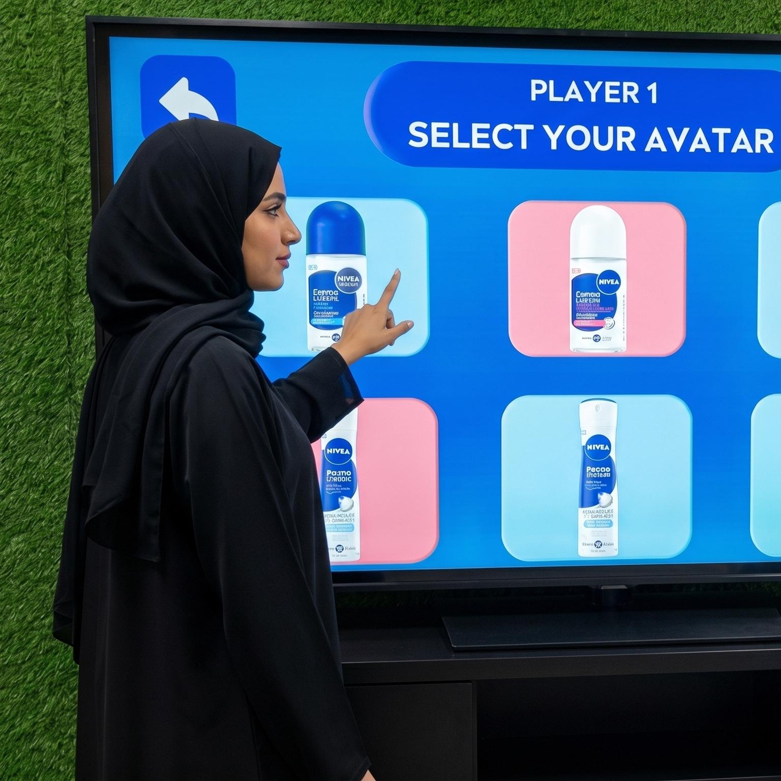 Interactive AI Tic-Tac-Toe game display for event brand activation in Dubai
